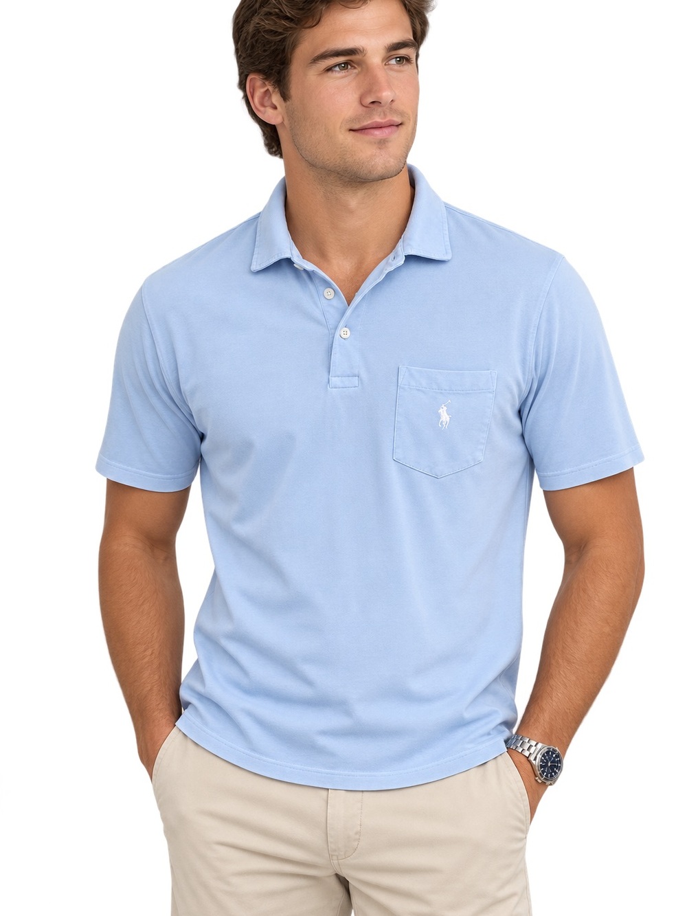 Polo by Ralph Lauren Light Blue Short-Sleeve Polo Shirt size L 100% Cotton